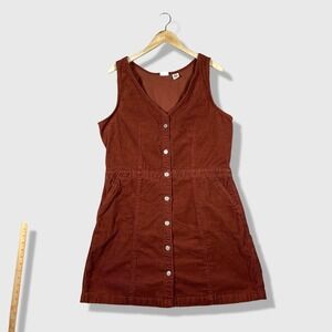 Levi's Corduroy Dress Women XL Rust Brown Button Front Boho 90s Aesthetic